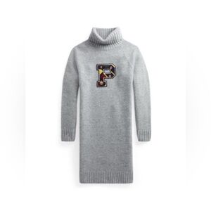 Ralph Lauren Girl’s XL, Wool Turtleneck Sweater Dress, Heather Gray